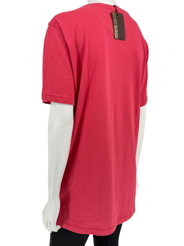 Roberto Cavalli Red Graphic Snake Logo T-Shirt – Size XXL