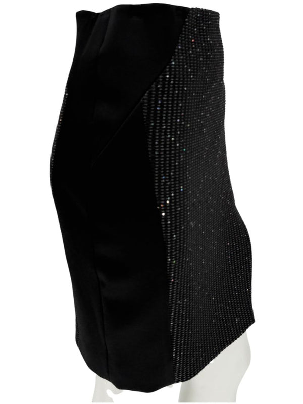Pamella Roland Black Textured Sequin Skirt - Large