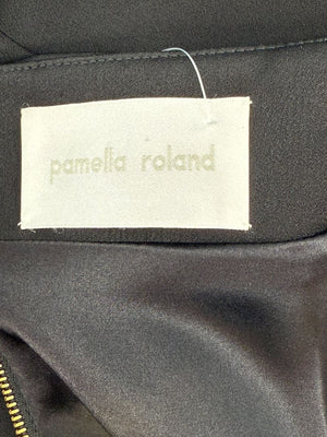 Pamella Roland Black Skirt with Leather Panel & Gold Zipper - Large