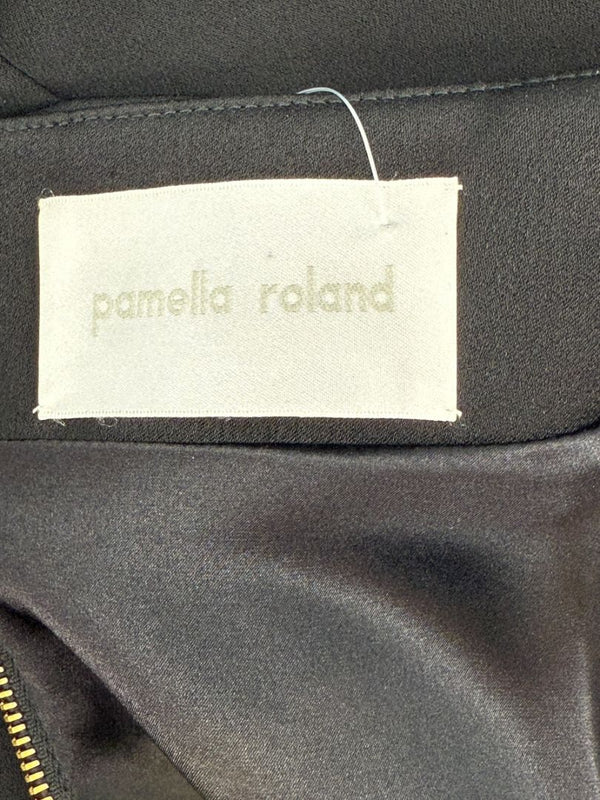Pamella Roland Black Skirt with Leather Panel & Gold Zipper - Large