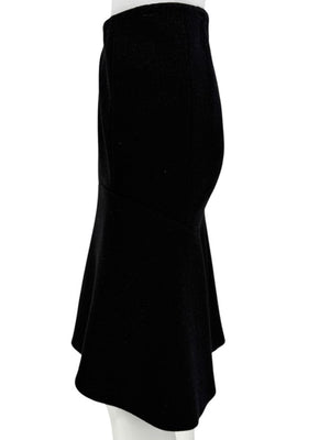 Pamella Roland Black Textured Flounce-Hem Skirt – Large