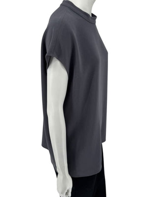 Tibi Charcoal Cap-Sleeve Mock Neck Top – Size L