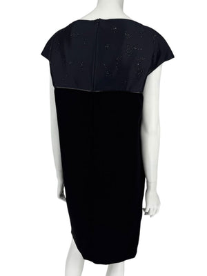 Atelier Caito for Herve Pierre Black Beaded Yoke Draped Dress – Size 12