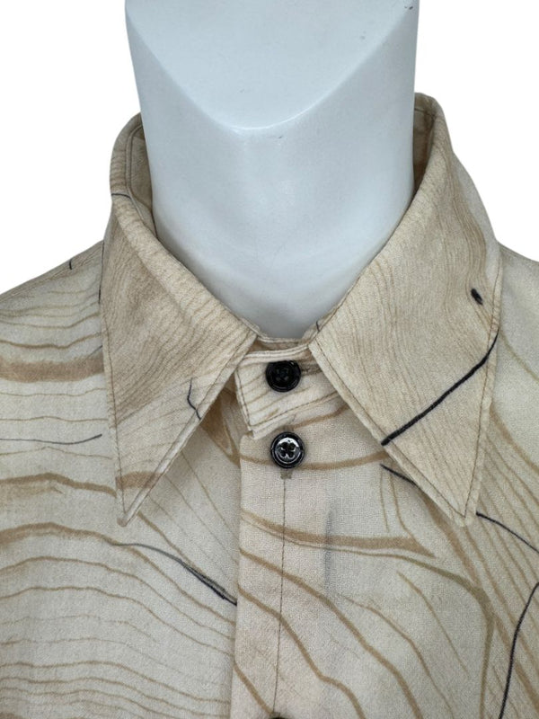 Lemaire Beige Woodgrain Print Button-Up Shirt – Size XS