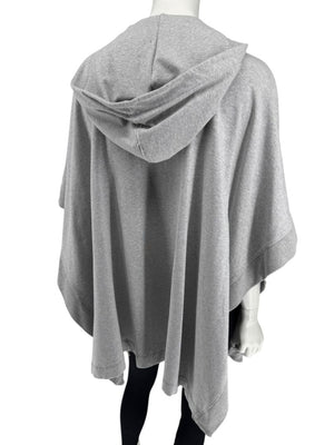 L’Agence Gray Viscose-Silk Hoodie Poncho – One Size