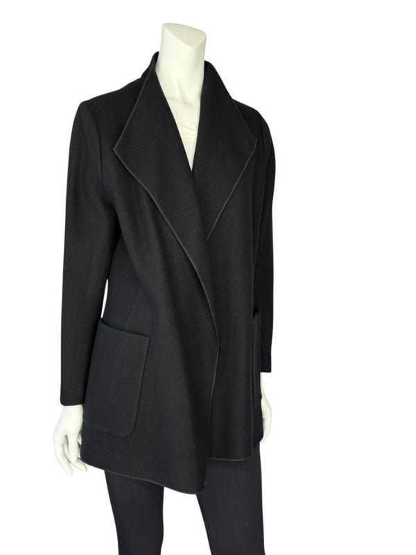 Agnona Black 100% Cashmere Open-Front Coat – Size IT 46 / US 10- NEW
