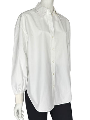 Alexander McQueen White Cotton Shirt with Balloon Sleeves – Size IT 38