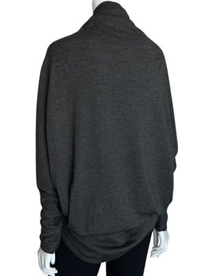 Donna Karan Charcoal Gray Cashmere Wool Silk Draped Cowl Sweater - Size M