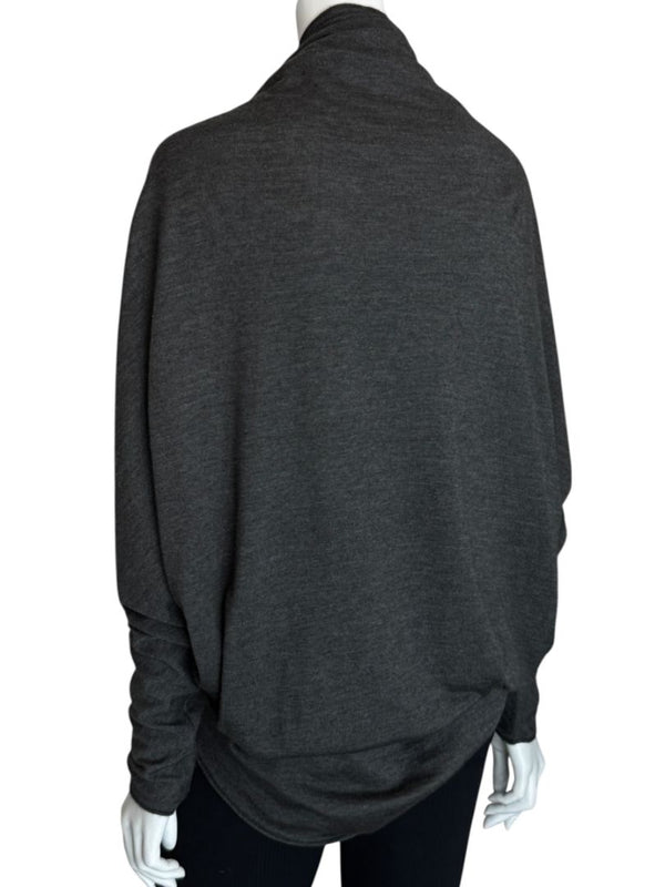 Donna Karan Charcoal Gray Cashmere Wool Silk Draped Cowl Sweater - Size M