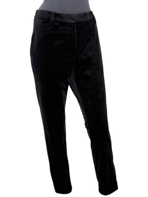 Brunello Cucinelli Black Velvet Side-Zip Ankle Pants - Size IT 46 / US 10