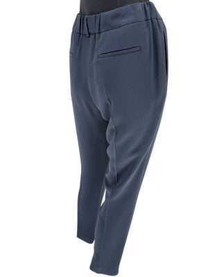 Brunello Cucinelli Navy Tapered Silk-Blend Pants – Size IT 44 (US 8)