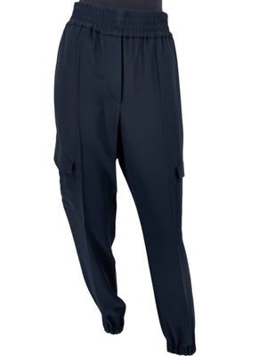 Brunello Cucinelli Navy Silk-Blend Cargo Jogger Pants – Size IT 44 (US 8)