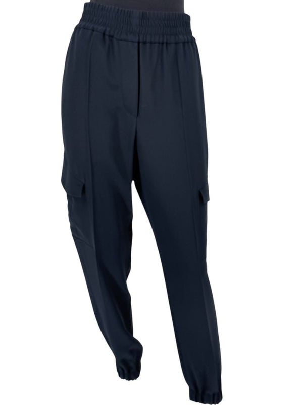 Brunello Cucinelli Navy Silk-Blend Cargo Jogger Pants – Size IT 44 (US 8)