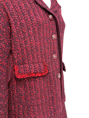 St. John Collection Red & Burgundy Knit Skirt Suit - Size 6