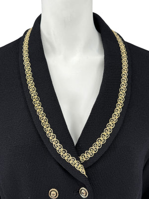 St. John Collection by Marie Gray Black Knit Blazer with Gold Trim – Size 10