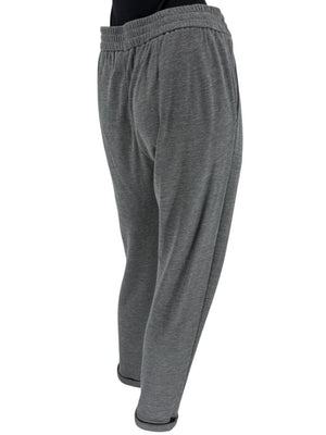 Brunello Cucinelli Grey Cotton-Silk Blend Knit Jogger Pants - Size L