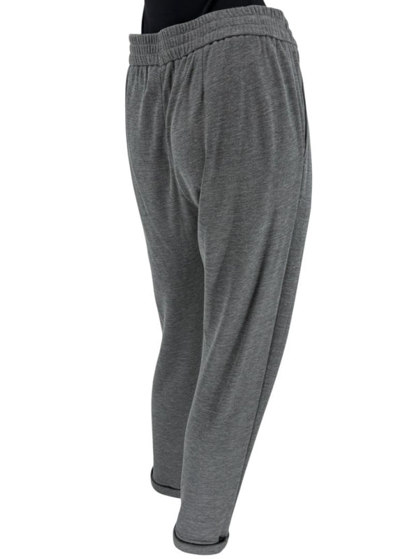 Brunello Cucinelli Grey Cotton-Silk Blend Knit Jogger Pants - Size L