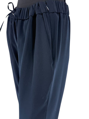 Akris Punto Navy Elastic Waist Trousers with Ankle Slit – Size US 8