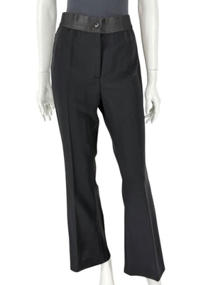Akris Black Wool Blend Pants with Sequin Trim - Size US 10 (IT 46)