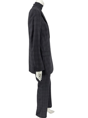 Akris Punto Grey Wool Suit with Purple Fleck Detailing – Size US 10
