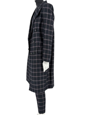 Pamella Roland Black & Gray Windowpane Plaid Pantsuit – Large