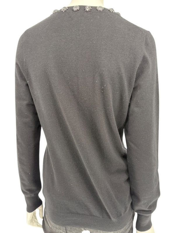 Burberry London Black Embellished Silk-Blend Sweater – Size L