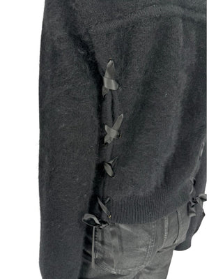 Christian Dior Black Angora-Wool Wrap Sweater – Size 44 (FR) / 12 (US)