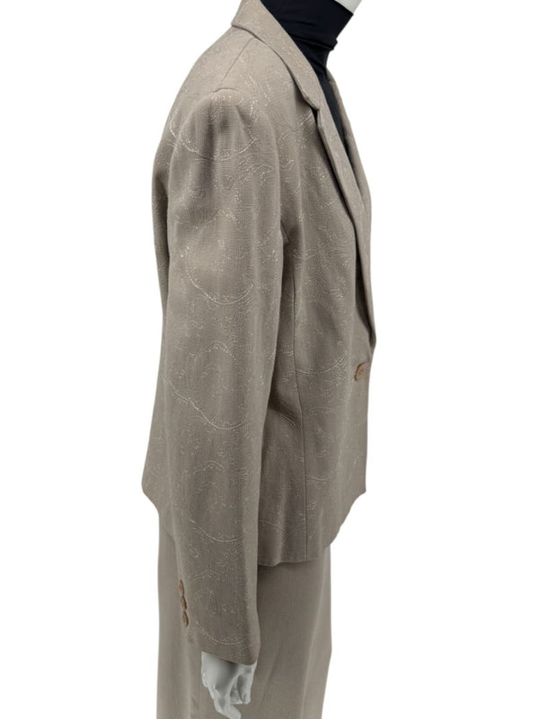 Oscar by Oscar de la Renta Taupe Embroidered Pantsuit – Size 14