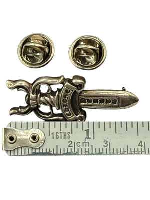 Chrome Hearts Dagger Pin – Sterling Silver – 1.6” x 0.6”