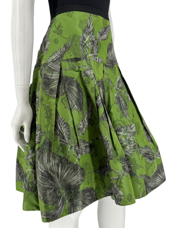 Oscar de la Renta Green Floral Silk Skirt – Fall 2008 - Size 16