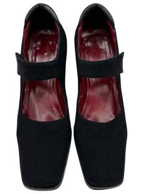 Donald J Pliner Black Stretch Fabric Mary Jane Wedge Shoes – Size 9.5