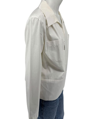Chanel Ivory Zip-Front Cotton Blouse – Size 42
