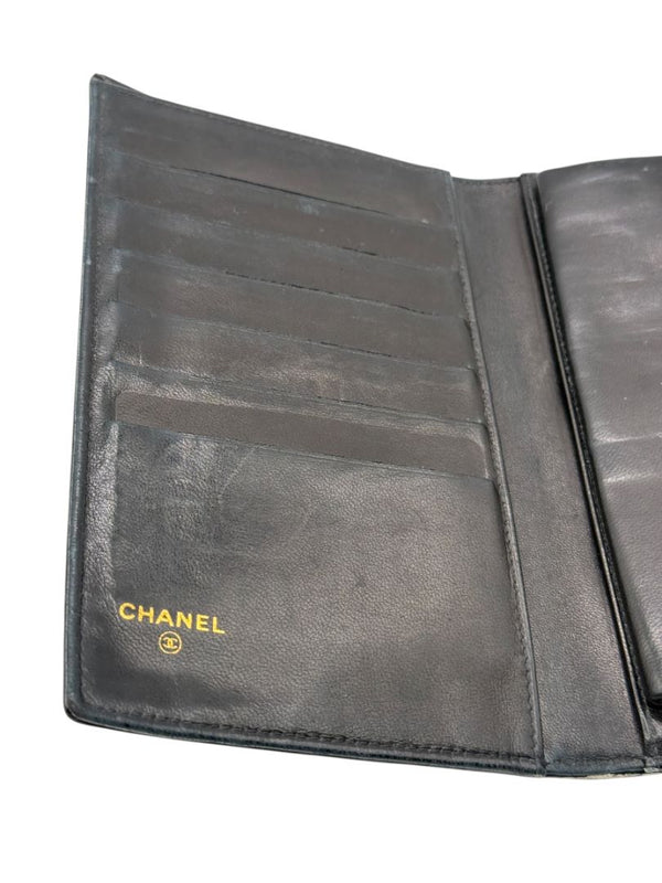 CHANEL Vintage Patent Leather CC Long Wallet – Black