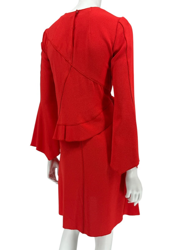 Proenza Schouler Women’s Red Acetate-Viscose Asymmetrical Wrap Dress with Tie Waist – Size 0