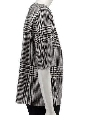 Escada Black & Ivory Houndstooth Knit Top – Size EU 44 (US 14)