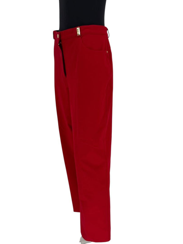 St. John Red Stretch Denim Straight-Leg Jeans – Size 16