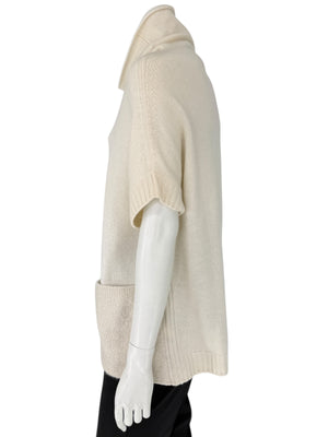 Loro Piana Ivory Cashmere & Silk Cowl-Neck Sweater – Size 44