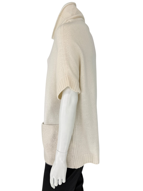Loro Piana Ivory Cashmere & Silk Cowl-Neck Sweater – Size 44