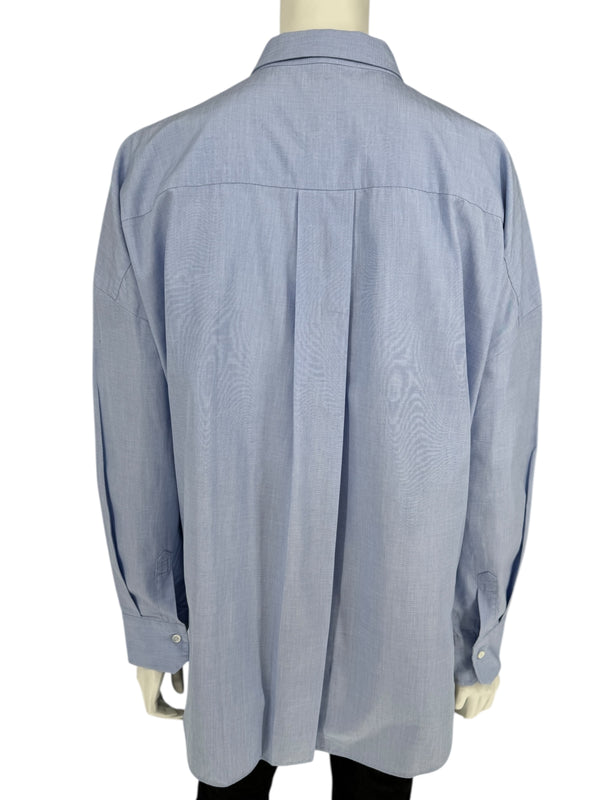 Brunello Cucinelli Light Blue Cotton Button-Front Shirt with Monili Trim – Size XL