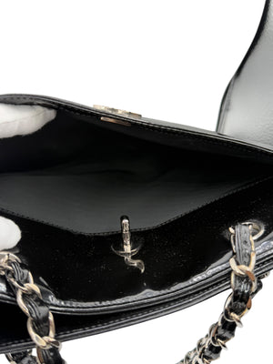 Chanel CC Turnlock Patent Tote with Silver Chain/Hardware