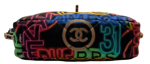 Chanel 19 Flap Bag Quilted Graffiti Print Fabric - Medium