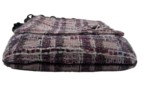 Chanel Lavender Tweed Camellia Large Flap Messenger Bag