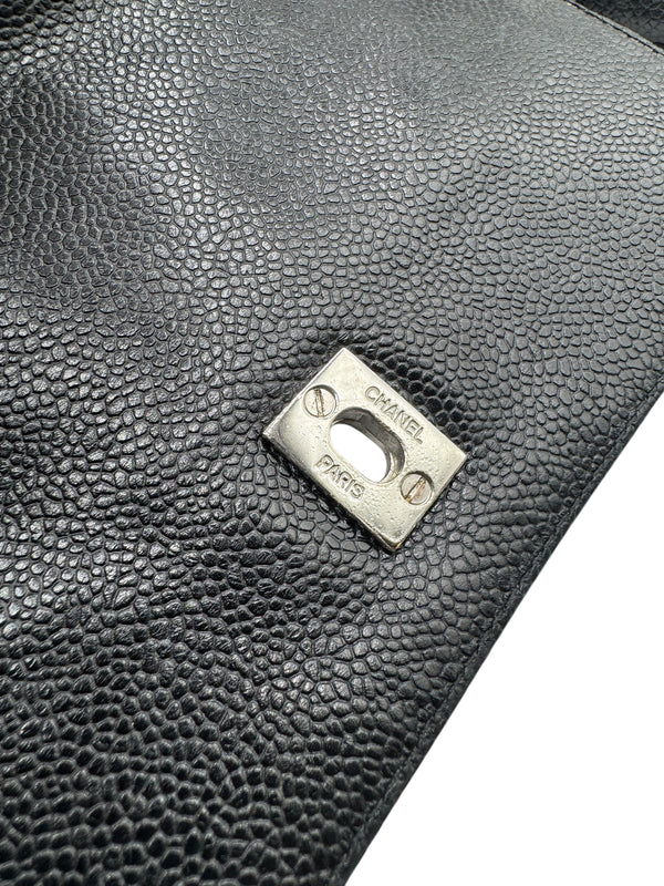 Chanel 1996-1997 Black Caviar Triple CC Backpack - Silver Hardware *RARE*
