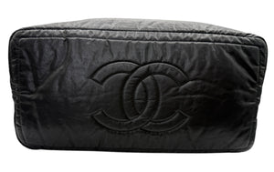 Chanel Black Quilted Coated Canvas Vertical Sport Weekender Bag