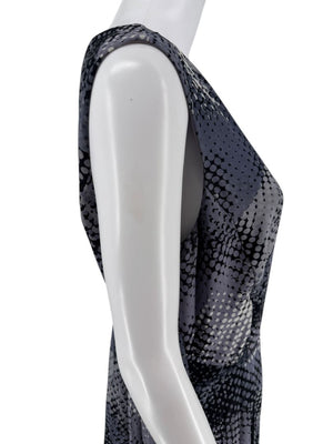 Armani Collezioni Grey & Black Abstract Dot Pleated Dress – Size 12 / IT 48