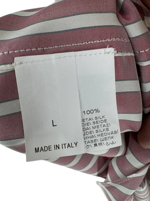 Brunello Cucinelli Silk NWT Striped Button-Up Shirt - Size L