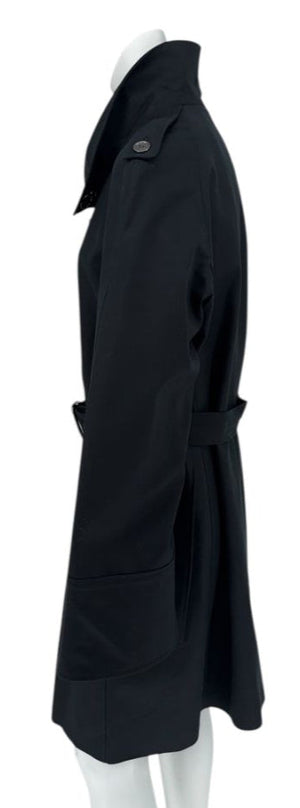 Burberry London Black Wool & Cashmere Belted Trench Coat - Size 14 US