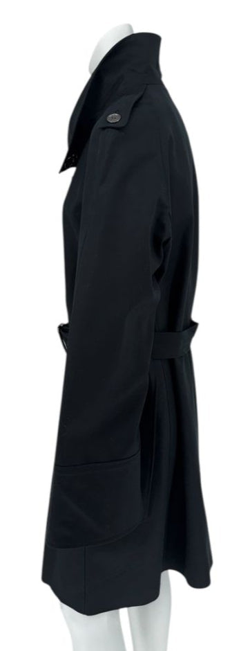 Burberry London Black Wool & Cashmere Belted Trench Coat - Size 14 US