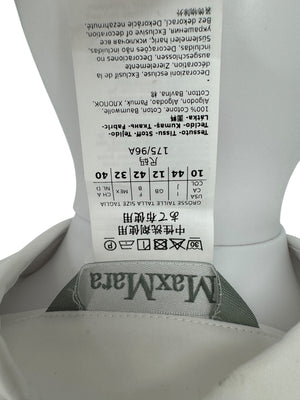 MaxMara White Cotton Dress Shirt with Brown Trim – Size 44 (IT)