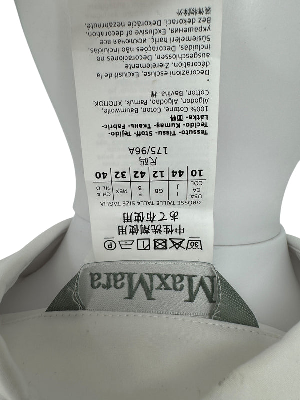 MaxMara White Cotton Dress Shirt with Brown Trim – Size 44 (IT)